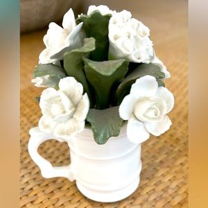 Vintage Aynsley Bone China Miniature Flowers in Mug Figurine
